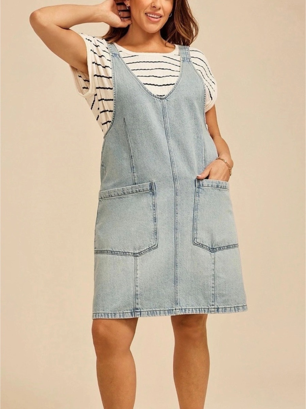 Denim Mini Overall Dress Size XL New